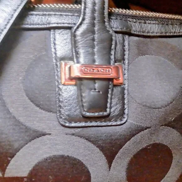 Coach Taylor OP Art Satchel Handbag Double Handle Black Purse - Picture 3 of 9